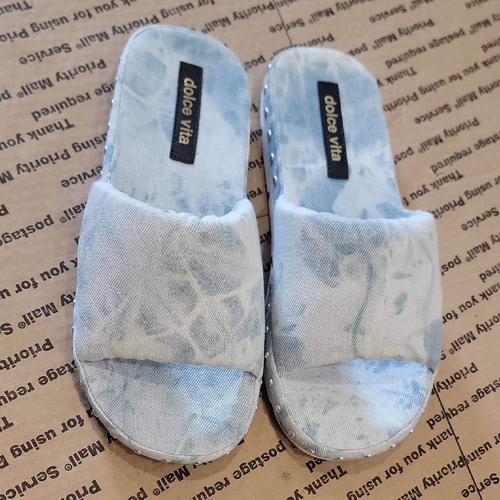 Dolce Vita Light Blue Slide Sandals